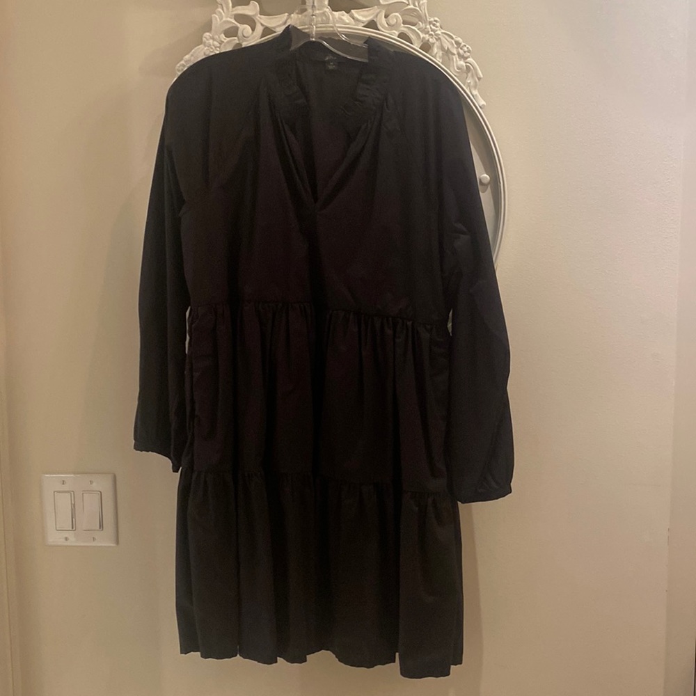 J Crew Black Cotton Long sleeve dress lined. Excellent condition